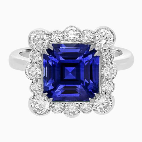 Runder Diamant Halo Schmuck Asscher Cut Damen Saphirring 3.50 Karat - harrychadent.de