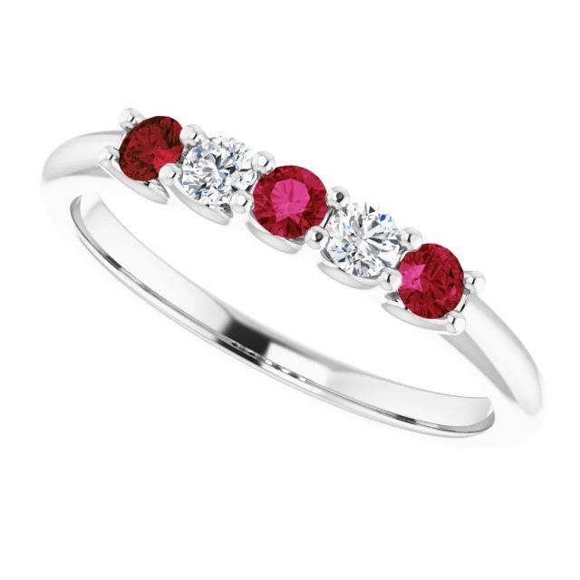 Runder Diamant-Rubin-Stein-Ring 2 Karat Weißgold 14K Schmuck - harrychadent.de
