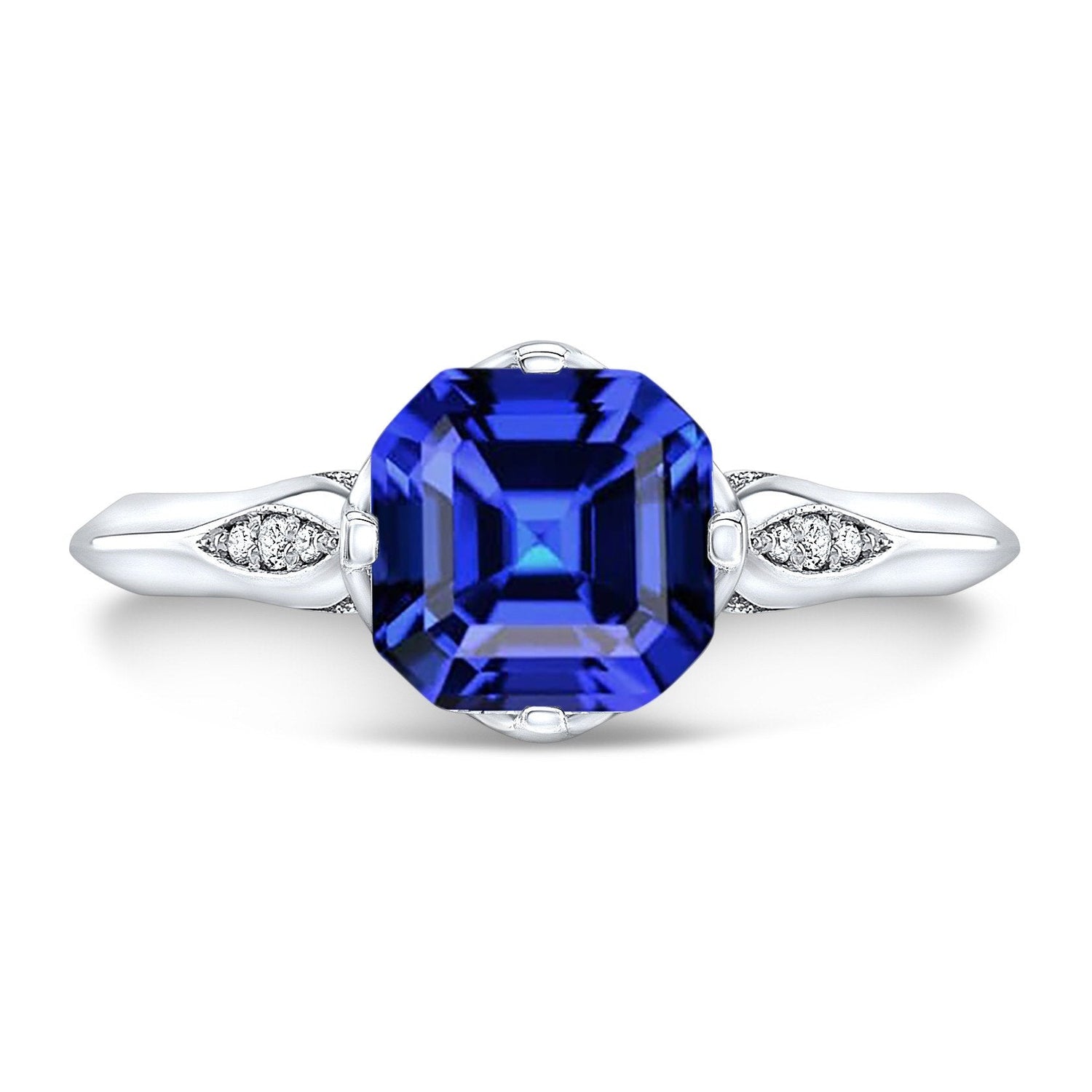 Runder Diamant Saphir Jubiläumsring Asscher Schliff 3 Karat Gold 14K - harrychadent.de