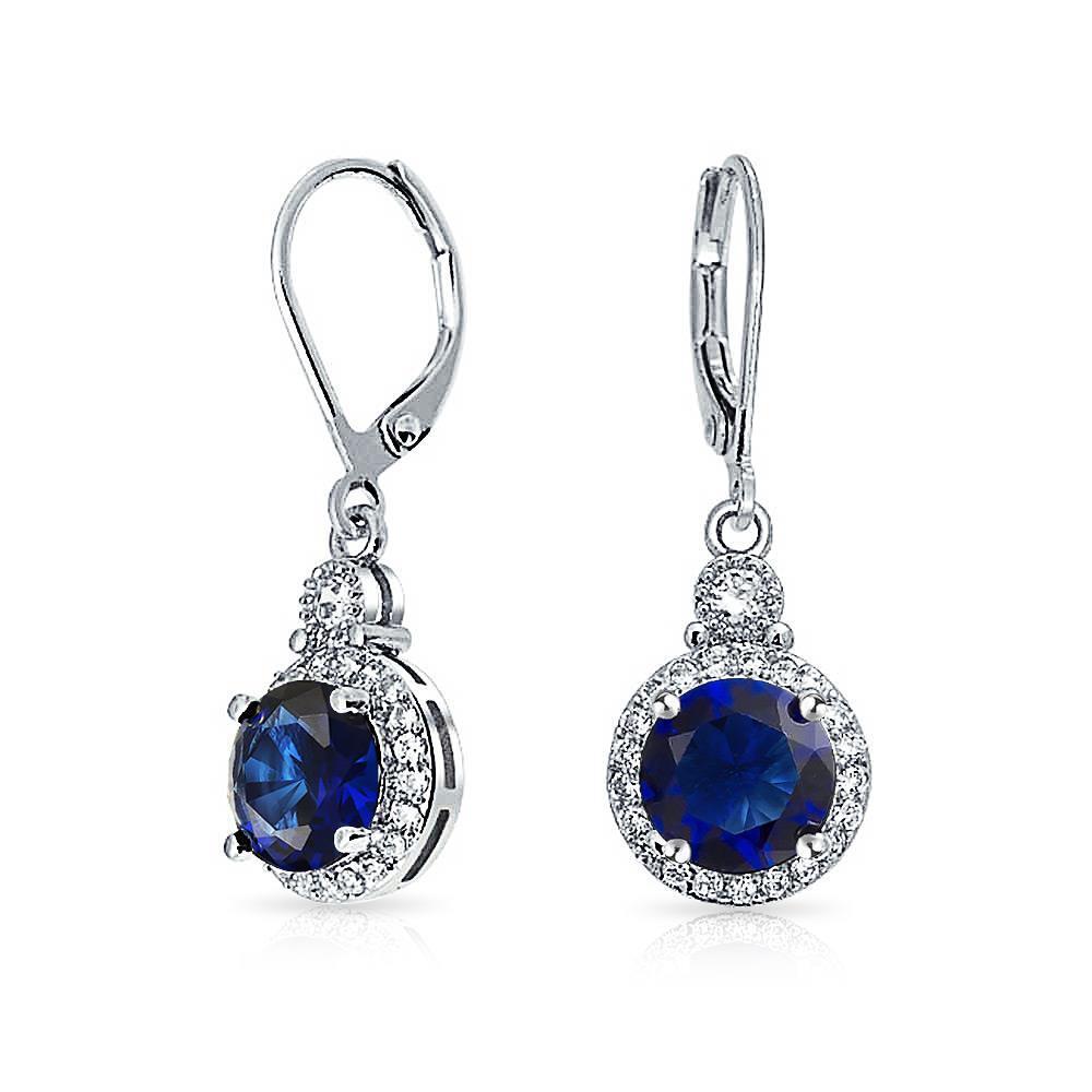 Runder Sri Lanka Saphir mit Aus der Erde Abgebauter Natürlicher Diamantohrring WG 14K 2,46 Ct
