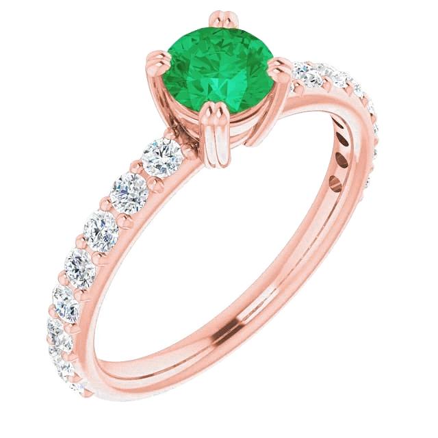 Runder grüner Smaragdring mit vier Zinken 2,50 Karat Diamant - harrychadent.de