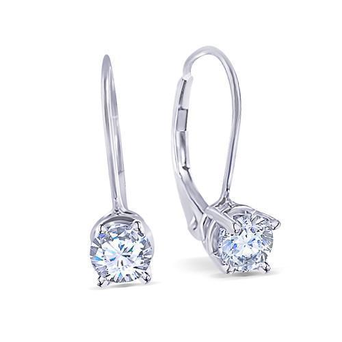 Rundes 3 Karat Aus der Erde Abgebauter Natürlicher Diamant-Ohrring-Paar Leverbacks Weißgold 14K