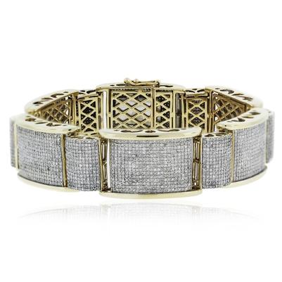 Rundes Pave Set Naturdiamant Herrenarmband 20 Karat Gelbgold 14K - harrychadent.de