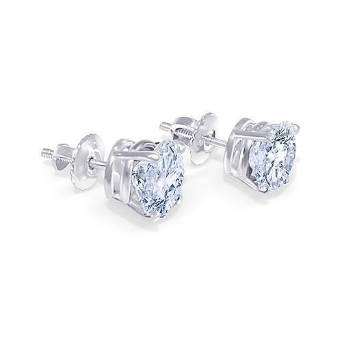 Rundschliff 1,80 Karat Aus der Erde Abgebauter Natürlicher Diamant Ohrstecker Paar Weißgold 14K Schmuck