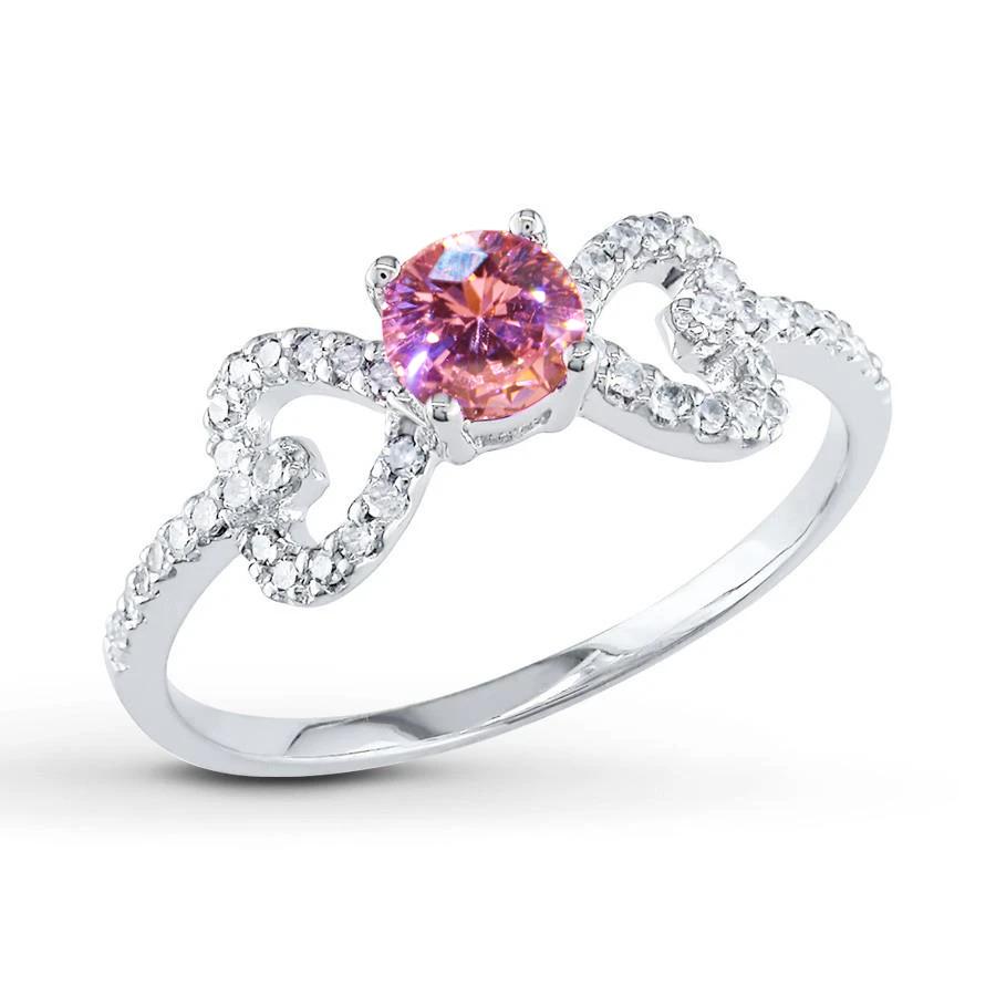 Rundschliff 3 Karat Rosa Saphir Und Diamanten Fancy Ring Weißgold 14K - harrychadent.de