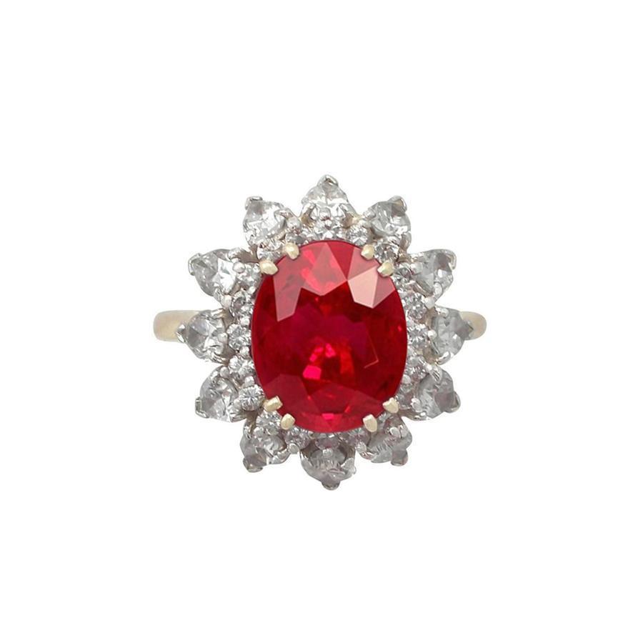 Rundschliff 4,50 ct Rubin und Diamanten Ring Krappenset Gold Gelb 14K - harrychadent.de