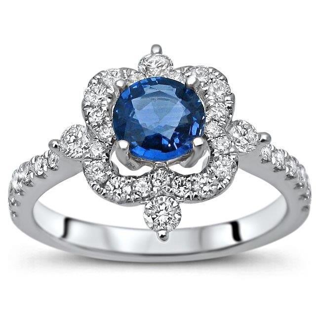 Rundschliff 4.30 ct Sri Lanka Blauer Saphir Aus der Erde Abgebauter Natürlicher Diamanten Fancy Ring