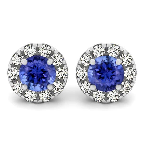 Rundschliff 5,20 ct. Tansanit und Diamanten Ohrstecker - harrychadent.de