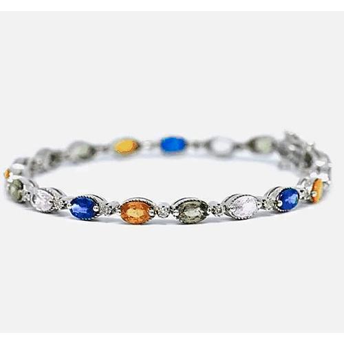 Saphir Prong Set Tennis Armband 14.50 Karat Steine Weißgold 14K - harrychadent.de