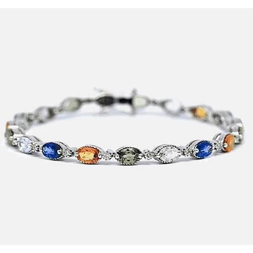 Saphir Prong Set Tennis Armband 14.50 Karat Steine Weißgold 14K - harrychadent.de