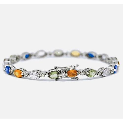 Saphir Prong Set Tennis Armband 14.50 Karat Steine Weißgold 14K - harrychadent.de