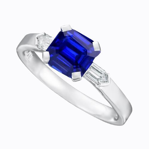 Smaragd 3 Stein Diamant Saphir Ring 1,75 Karat Konische Baguettes - harrychadent.de