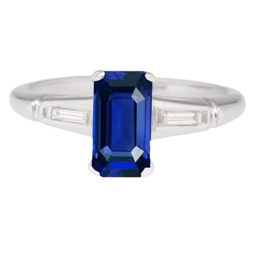 Smaragd Saphir Drei Stein Ring Kleine Baguette Diamanten 2,75 Karat - harrychadent.de