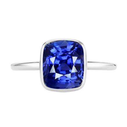 Solitaire Kissen Saphir Ring Lünette Set 2 Karat Edelsteinschmuck - harrychadent.de