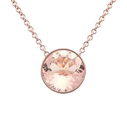 Solitaire Lünette Set Morganit 30 Kt Anhänger mit Kette Gold Rose 14K - harrychadent.de