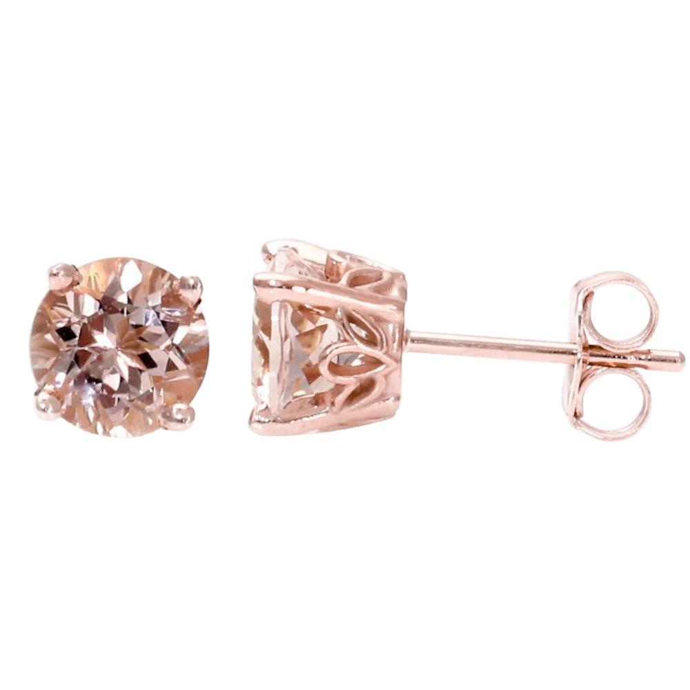 Solitaire Morganit 13 Karat Damen Ohrstecker Gold Rose 14K - harrychadent.de