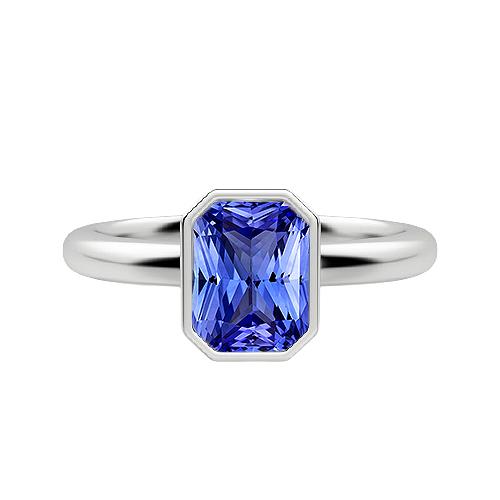 Solitaire Ring Radiant Lünette Set Naturblauer Saphir 1,50 Karat - harrychadent.de