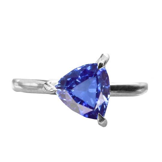 Solitaire Ring Trillion Shaped Krappen Set Blauer Saphir 1,50 Karat - harrychadent.de
