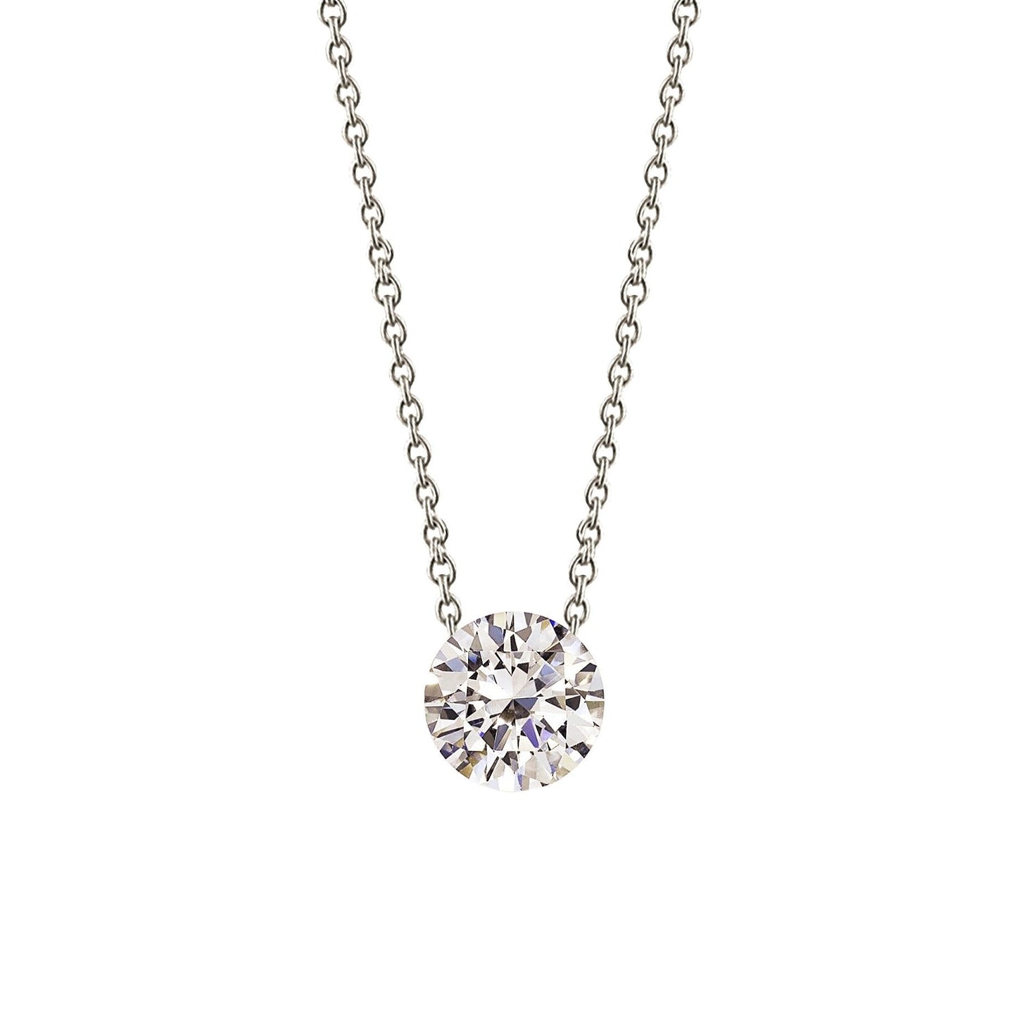 Solitaire Runden Aus der Erde Abgebauter Natürlicher DiamantAnhänger 0,40 Karat Weißgold 14K Neu