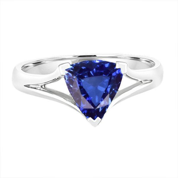 Solitaire Trillion Saphir Ring V Zinke Split Schaft 1,50 Karat - harrychadent.de