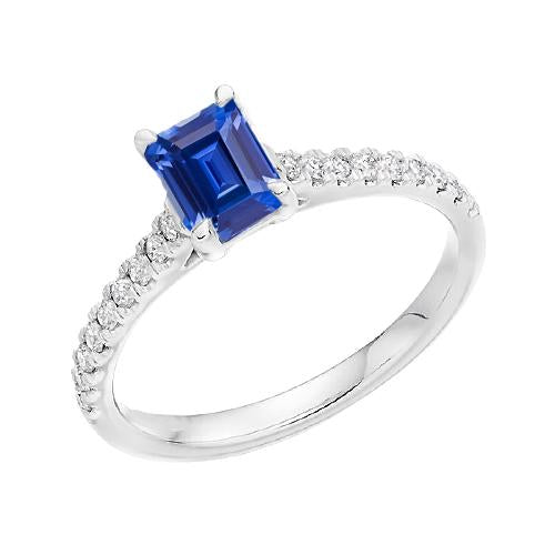 Solitär Blauer Edelstein Saphir mit Akzenten Ring 2,50 Karat Pave - harrychadent.de