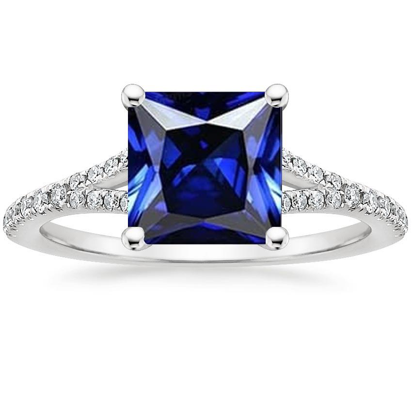 Solitär-Edelsteinring im Princess-Schliff mit Diamantakzenten 6 Karat - harrychadent.de