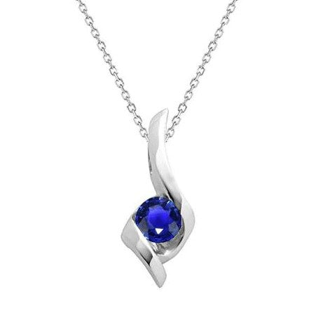 Solitär-Halskette mit rundem Saphir-Anhänger, verdrehter Stil, 0,50 Karat