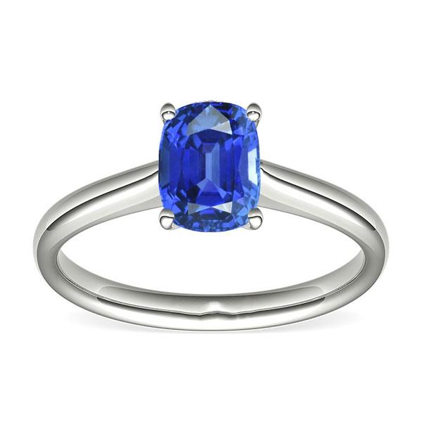 Solitär Ovaler natürlicher blauer Saphirring 2 Karat 14K Weißgold - harrychadent.de