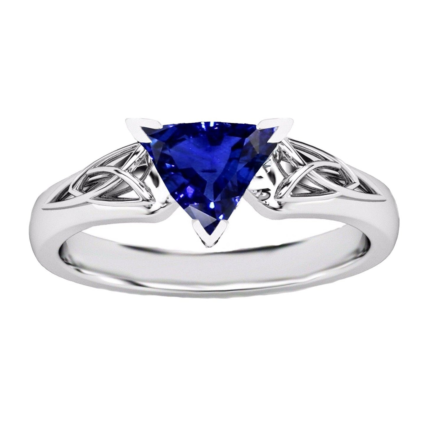 Solitär-Ring Trillion V Zinke Blauer Saphir Antik-Stil 2 Karat - harrychadent.de