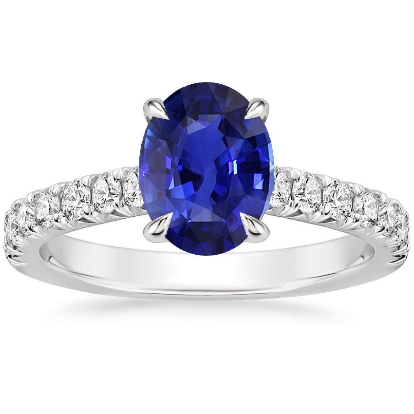 Solitär-Ring mit Diamanten-Akzenten Ovaler blauer Saphir 4 Karat - harrychadent.de