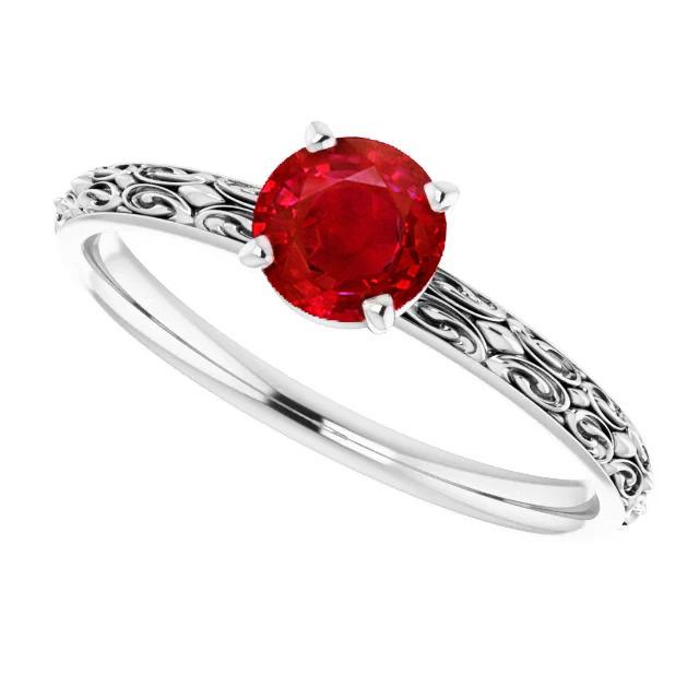 Solitär Rubin Antik-Stil Ring 1,50 Karat Weißgold 14K - harrychadent.de