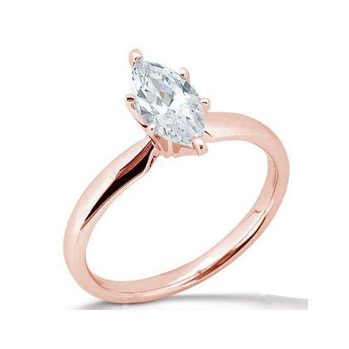 Solitär-Verlobungsring Marquise aus Roségold mit 1,51 Karat Aus der Erde Abgebauter Natürlicher Diamanten