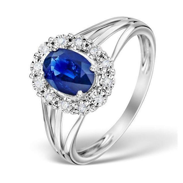 Solitär mit Akzent 2,40 Karat Ceylon Saphir mit Aus der Erde Abgebauter Natürlicher Diamanten Ring