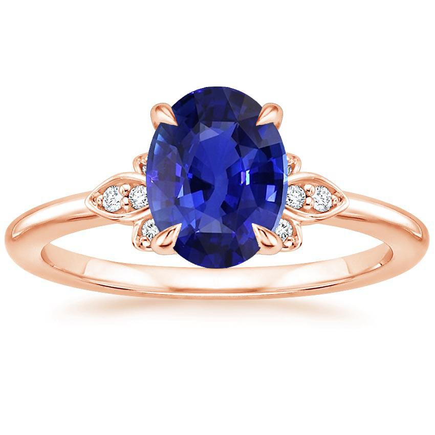 Solitärring Blauer Saphir & Diamantakzente 4 Karat Blumenstil - harrychadent.de