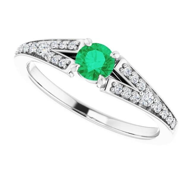 Split Shank runder grüner Smaragdring 1,75 Karat Weißgold 14K - harrychadent.de