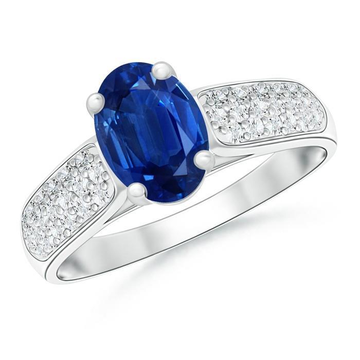 Sri Lanka Blue Sapphire Runden Aus der Erde Abgebauter Natürlicher Diamants Ring Weißgold 4.40 Karat