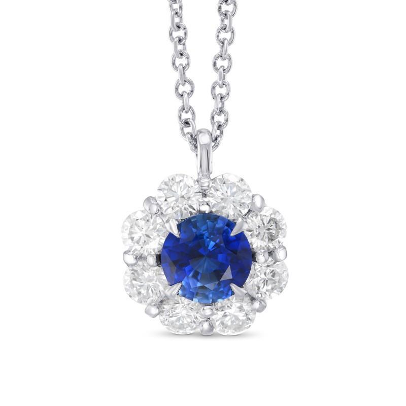 Sri Lanka Saphir & Aus der Erde Abgebauter Natürlicher Diamant Anhänger Halskette 3.50 Karat WG 14K