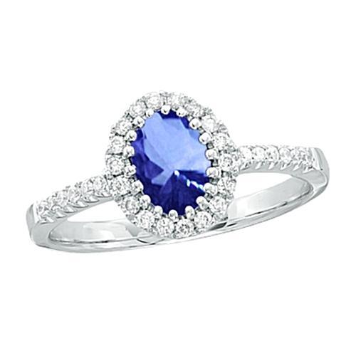 SriLanka Saphir Halo Aus der Erde Abgebauter Natürlicher Diamant Verlobungsring