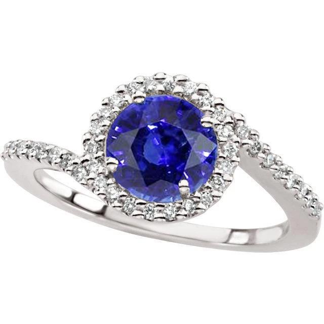 Stapelbarer Ring aus Sri Lanka mit Saphir und Aus der Erde Abgebauter Natürlicher Diamant 2.50 ct. Weißgold 14K