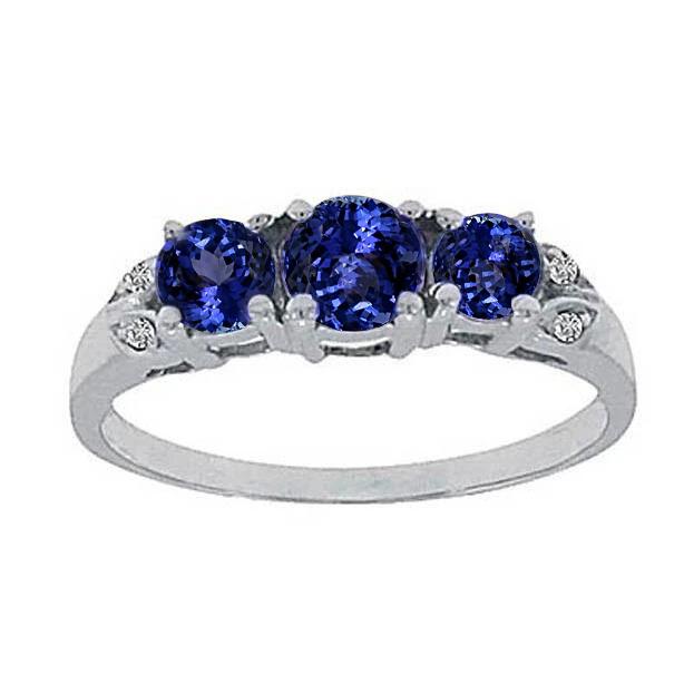 Tansanit AAA runder Aus der Erde Abgebauter Natürlicher Diamant 2,75 Karat Ring Edelsteinschmuck