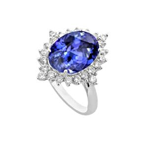 Tansanit Oval Aus der Erde Abgebauter Natürlicher Diamant Verlobungsring 8.50 Karat Edelstein Schmuck Neu