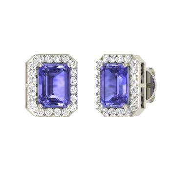 Tansanit mit Diamant 9 Karat Damen Ohrstecker Pave - harrychadent.de
