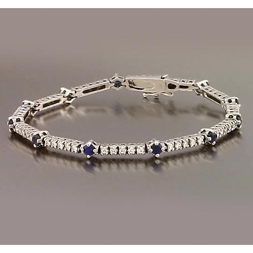 Tennisarmband Blauer Saphir & Diamant 8.40 Karat Weißgold 14K - harrychadent.de