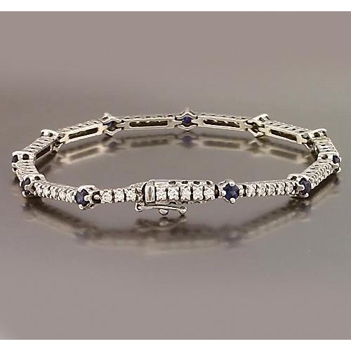 Tennisarmband Blauer Saphir & Diamant 8.40 Karat Weißgold 14K - harrychadent.de