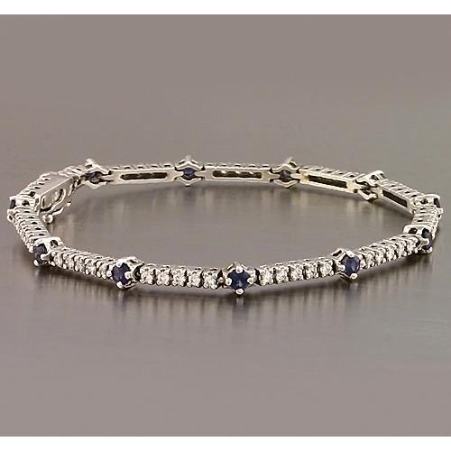 Tennisarmband Blauer Saphir & Diamant 8.40 Karat Weißgold 14K - harrychadent.de