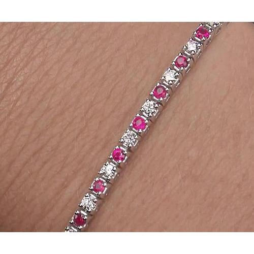 Tennisarmband Diamant Rosa Saphir Prong Set 4 Karat Weißgold - harrychadent.de