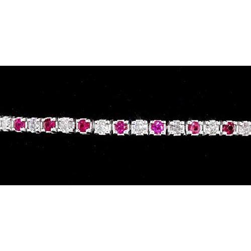 Tennisarmband Diamant Rosa Saphir Prong Set 4 Karat Weißgold - harrychadent.de