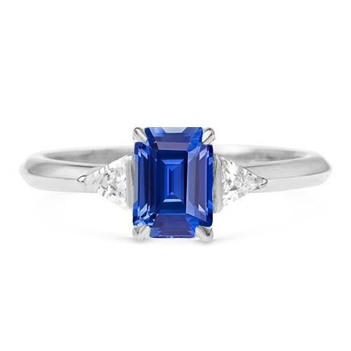 Trillion Diamant Three Stone Ring Smaragd Ceylon Saphir 2,50 Karat - harrychadent.de