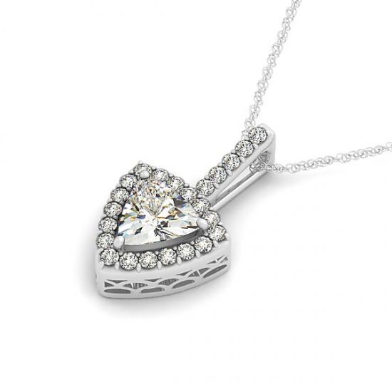 Trillion Shape Halo Aus der Erde Abgebauter Natürlicher DiamantAnhänger Halskette ohne Kette 1,50 Ct. WG