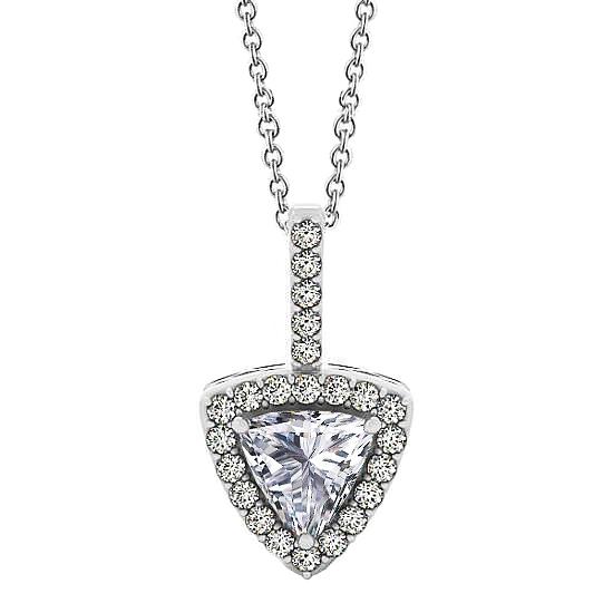 Trillion Shape Halo Aus der Erde Abgebauter Natürlicher DiamantAnhänger Halskette ohne Kette 1,50 Ct. WG